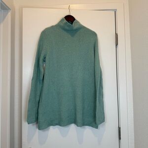 J Jill Oversized Women's Teal Sweater, Mock Neck, Wool and Cotton Blend